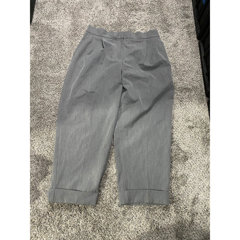 Zara Dress Pants Gray Cuffed Wide Leg Elastic Waist XL Excellent